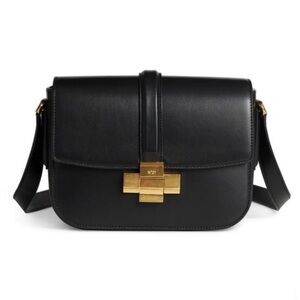 N21 Black Leather Shoulder Bag Gold Hardware Made in Italy $1,100